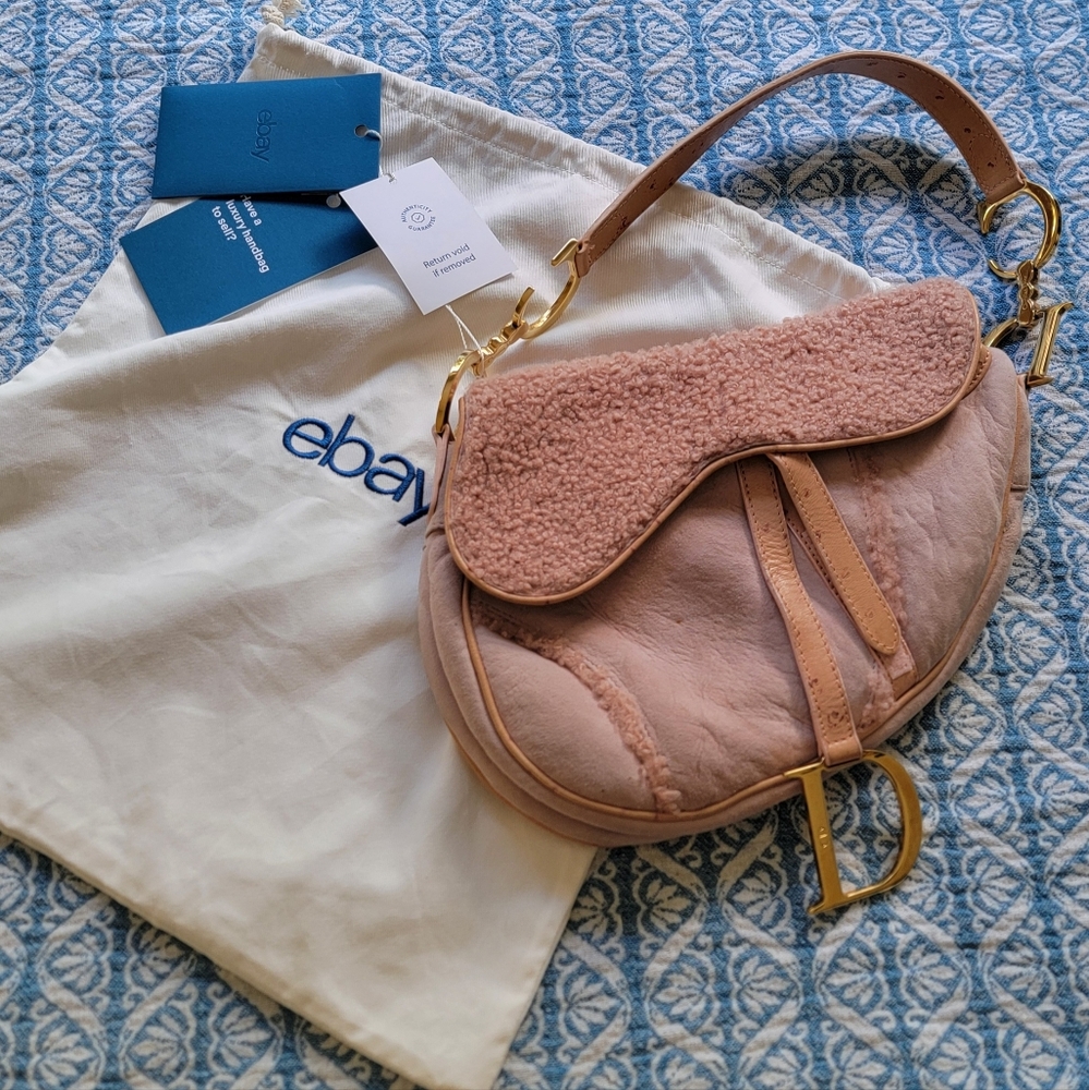 Dior Shearling Pink Saddle Shoulder Bag